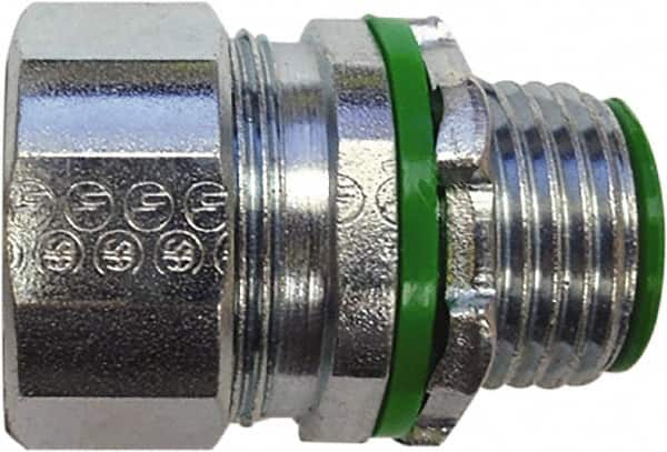 Anaconda Sealtite - 2-1/2" Trade, Zinc Plated Steel Threaded Straight Liquidtight Conduit Connector - Insulated - Caliber Tooling