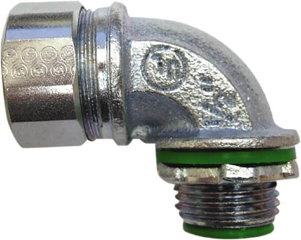 Anaconda Sealtite - 1" Trade, Zinc Plated Steel Threaded 45° Liquidtight Conduit Connector - Insulated - Caliber Tooling