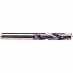 Emuge - 3.15mm 140° Spiral Flute Solid Carbide Screw Machine Drill Bit - TiAlN Finish, Right Hand Cut, 20mm Flute Length, 62mm OAL, Four Facet Point, Straight Shank - Caliber Tooling