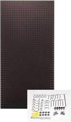 Triton - 24" Wide x 48" High Peg Board Kit - 1 Panel, 36 Hooks, Tempered Hardboard, Black - Caliber Tooling