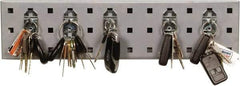 Triton - 4-1/2" Wide x 18" High Peg Board Strip - 1 Panel, 5 Hooks, Steel with Epoxy Coating, Silver - Caliber Tooling