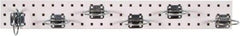 Triton - 4-1/2" Wide x 36" High Peg Board Strip - 1 Panel, 6 Hooks, Steel with Epoxy Coating, White - Caliber Tooling