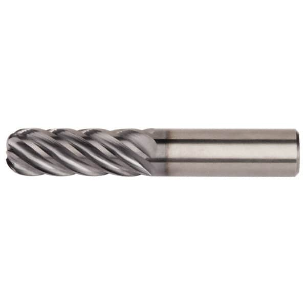 Kennametal - 3/4", 6 Flute, Single End, Solid Carbide, 0.06" Corner Radius End Mill - 4-1/2" OAL, 38° Helix, Right Hand Flute, 2" LOC, Right Hand Cut - Caliber Tooling