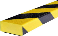 PRO-SAFE - 39" Long, Polyurethane Foam Type D Surface Guard - Black/Yellow, 1" High x 2" Wide Side - Caliber Tooling