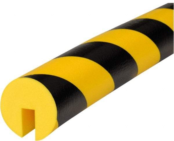 PRO-SAFE - 39" Long, Polyurethane Foam Type B+ Edge Guard - Black/Yellow, 1" High x 2" Wide Side - Caliber Tooling