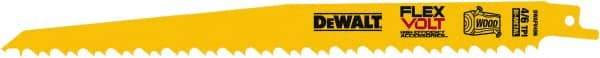 DeWALT - 9" Long x 1" Thick, Bi-Metal Reciprocating Saw Blade - Tapered Profile, 6 TPI, Toothed Edge, Tang Shank - Caliber Tooling