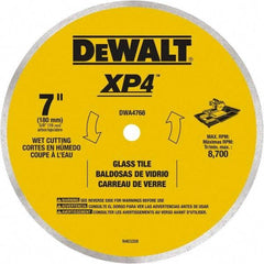 DeWALT - 7" Diam, 15.88mm Arbor Hole Diam, Continuous Edge Tooth Wet & Dry Cut Saw Blade - Steel, Smooth Action, Standard Round Arbor - Caliber Tooling