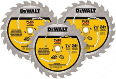 DeWALT - 7-1/4" Diam, 15.88mm Arbor Hole Diam, 24 Tooth Wet & Dry Cut Saw Blade - Steel, Smooth Action, Standard Round Arbor - Caliber Tooling