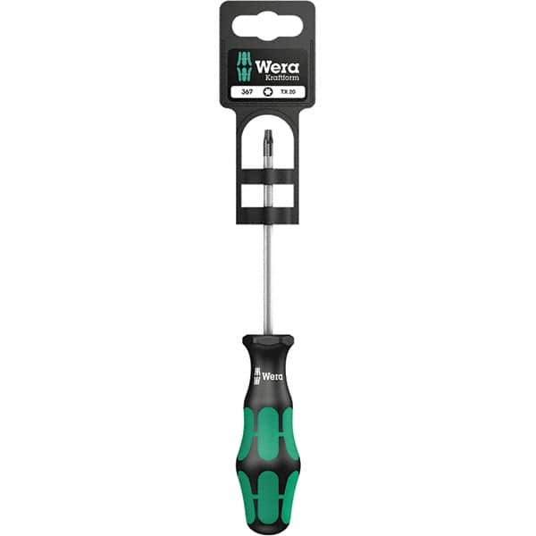 Wera - T15 Torx Driver - 3-1/8" Blade Length, 12-13/64" OAL, Ergonomic Handle, Chrome Plated Steel - Caliber Tooling