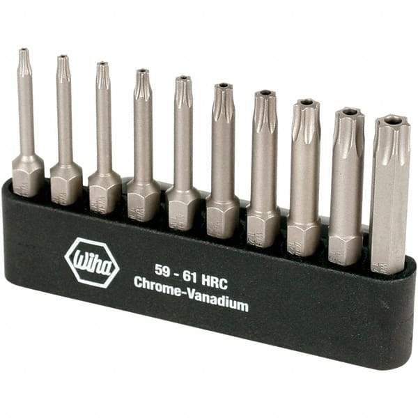 Wiha - 10 Piece, 1/4" Drive Screwdriver Torx Insert Bit Set - Tamperproof 7 to 40 Torx - Caliber Tooling