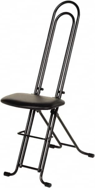 Vestil - 12-3/4" Wide x 19-3/8" Deep x 18-1/2" & 33" High, Steel Folding Chair with 1" Padded Seat - Black - Caliber Tooling