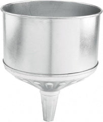 lumax - 256 oz Capacity Steel Funnel - 9-1/2" Mouth OD, 1-1/4" Tip OD, 3-3/4" Straight Spout, Silver - Caliber Tooling