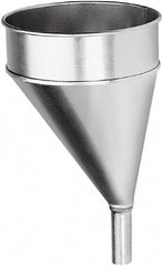 lumax - 204 oz Capacity Steel Funnel - 8-1/2" Mouth OD, 1-1/8" Tip OD, 3-1/4" Straight Spout, Silver - Caliber Tooling