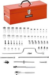 Proto - 58 Piece 3/8" Drive Chrome Finish Deep Well Socket Set - 8, 12 Points, 1/4" to 1" Range, Inch Measurement Standard - Caliber Tooling