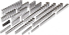 Proto - 205 Piece 1/4", 3/8" & 1/2" Drive Chrome Finish Deep Well Impact Socket Set - 6, 8, 12 Points, 5/32" to 1-1/4" (4mm to 32mm) Range, Inch/Metric Measurement Standard - Caliber Tooling