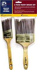 Premier Paint Roller - 2 & 4" Angle/Flat Polyester General Purpose Paint Brush Set - 2-1/2 & 3-1/2" Bristle Length, 6 & 6-1/2" Wood Sash & Beavertail Handle - Caliber Tooling