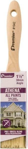 Premier Paint Roller - 1-1/2" Flat Polyester/Natural General Purpose Paint Brush - 2-1/4" Bristle Length, 5" Wood Beavertail Handle - Caliber Tooling