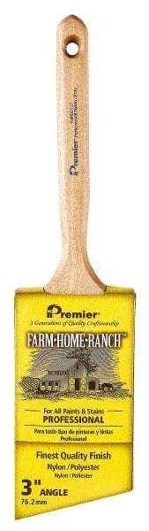 Premier Paint Roller - 3" Angled Nylon/Polyester Angular Brush - 3-1/4" Bristle Length, 7-1/2" Wood Sash Handle - Caliber Tooling