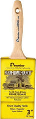 Premier Paint Roller - 3" Flat Nylon/Polyester General Purpose Paint Brush - 3-1/4" Bristle Length, 5-1/2" Wood Beavertail Handle - Caliber Tooling