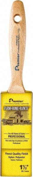 Premier Paint Roller - 1-1/2" Flat Nylon/Polyester General Purpose Paint Brush - 2-1/2" Bristle Length, 4-3/4" Wood Beavertail Handle - Caliber Tooling