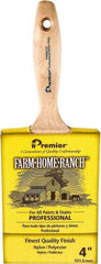 Premier Paint Roller - 4" Flat Nylon/Polyester General Purpose Paint Brush - 3-1/2" Bristle Length, 5-3/4" Wood Beavertail Handle - Caliber Tooling