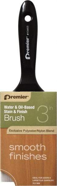 Premier Paint Roller - 3" Flat Polyester Stainer Brush - 2-1/4" Bristle Length, 5" Plastic Beavertail Handle - Caliber Tooling