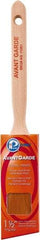 Premier Paint Roller - 1-1/2" Oval/Angle Polyester Sash Brush - 2-1/2" Bristle Length, 6-3/4" Wood Sash Handle - Caliber Tooling