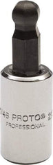 Proto - 1/4" Drive, 1/4" Hex Bit Socket - 1-1/2" OAL, 1.047" Bit Length, Ball End - Caliber Tooling