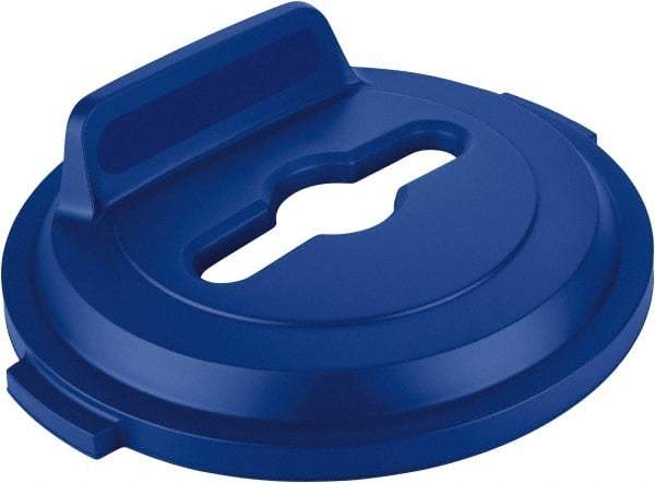 Rubbermaid - Round Lid for Use with 32 Gal Round Recycle Containers - Blue, Polyethylene, For Brute Trash Cans - Caliber Tooling