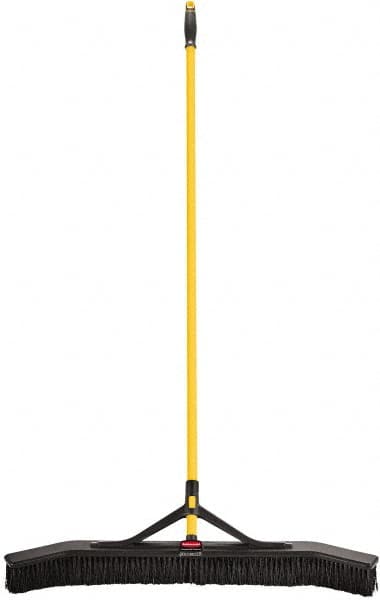 Rubbermaid - 36" Medium Duty Synthetic Push Broom - 3" Bristle Length, Foam Block, Threaded Handle Connection, Handle Included - Caliber Tooling