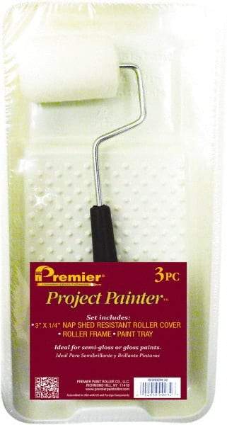 Premier Paint Roller - 14-3/4" Long, 1/4" Nap, Wall Paint Roller Set - 7-1/2" Wide, Steel Frame, Includes Paint Tray, Roller Cover & Frame - Caliber Tooling