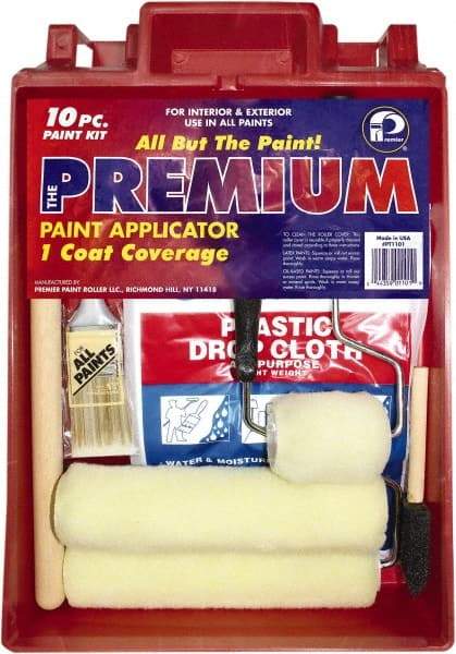 Premier Paint Roller - 1/2" Nap, Wall Paint Roller Set - 10" Wide, Steel Frame, Includes Paint Tray, Roller Cover & Frame - Caliber Tooling