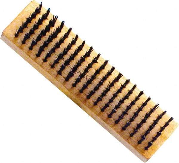 Premier Paint Roller - Steel Surface Preparation Wire Brush - 1" Bristle Length, 2-1/2" Wide, 6" OAL, Wood Block, Straight Wood Handle - Caliber Tooling