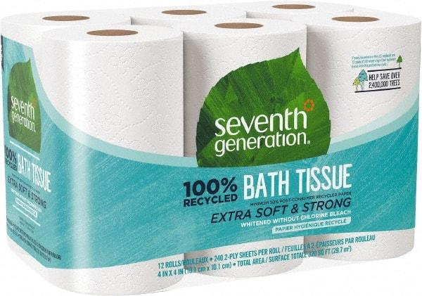 Seventh Generation - 960' Roll Length x 4" Sheet Width, Standard Roll Toilet Tissue - 240 Sheets per Roll, 2 Ply, White, Recycled Fiber - Caliber Tooling