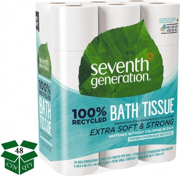 Seventh Generation - 960' Roll Length x 4" Sheet Width, Standard Roll Toilet Tissue - 240 Sheets per Roll, 2 Ply, White, Recycled Fiber - Caliber Tooling