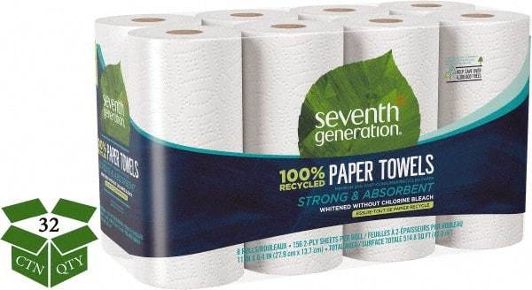 Seventh Generation - Perforated Roll of 2 Ply White Paper Towels - 11" Wide, No Added Dyes or Fragrances, 100% Recycled - Caliber Tooling