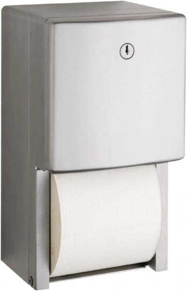 Bobrick - Standard Double Roll Stainless Steel Toilet Tissue Dispenser - 6.1667" Wide x 11" High x 5-15/16" Deep, Silver - Caliber Tooling