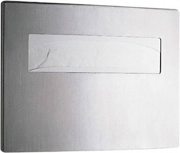 Bobrick - 250 Capacity Satin Stainless Steel Finish Stainless Steel Toilet Seat Cover Dispenser - 11-1/4" High x 15-3/4" Wide 2-/4" Deep, Holds 2 Half Fold Sleeves - Caliber Tooling