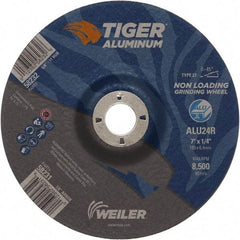 Weiler - 7" 24 Grit Aluminum Oxide/Silicon Carbide Blend Cutoff Wheel - 1/4" Thick, 7/8" Arbor, 8,500 Max RPM, Use with Angle Grinders - Caliber Tooling