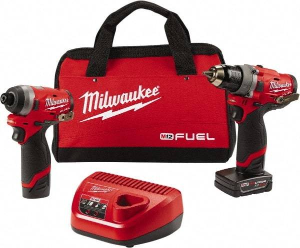 Milwaukee Tool - 12 Volt Cordless Tool Combination Kit - Includes 1/2" Compact Drill/Driver & 1/4" Hex Impact Driver, Lithium-Ion Battery Included - Caliber Tooling