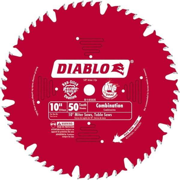 Freud - 10" Blade Diam, 50 Teeth, Carbide-Tipped Cold Saw Blade - 1" Arbor Hole Diam, 0.071" Blade Thickness - Caliber Tooling