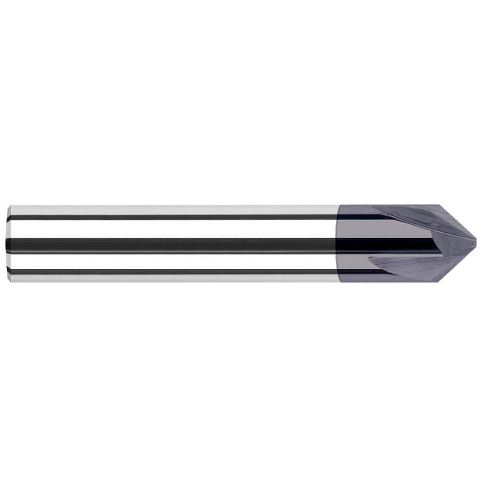 Chamfer Mill: 3 Flutes, Solid Carbide 2-1/2″ OAL, 1/4″ Shank Dia, AlTiN Coated