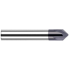 Chamfer Mill: 6 mm Dia, 4 Flutes, Solid Carbide 63 mm OAL, 6 mm Shank Dia, AlTiN Coated