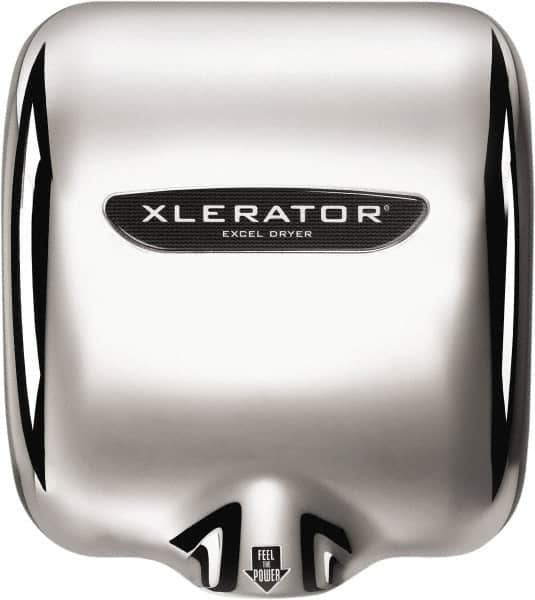 Excel Dryer - 1490 Watt Silver Finish Electric Hand Dryer - 208/277 Volts, 6.2 Amps, 11-3/4" Wide x 12-11/16" High x 6-11/16" Deep - Caliber Tooling