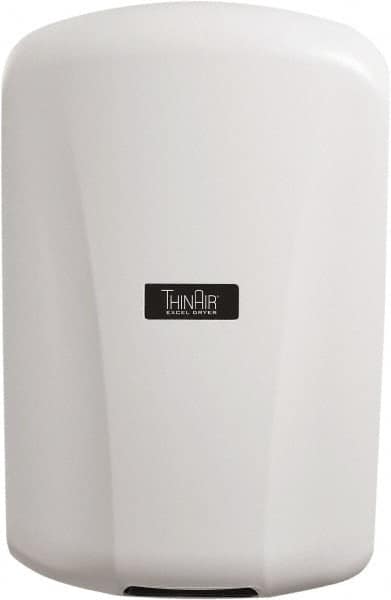 Excel Dryer - 915 Watt White Finish Electric Hand Dryer - 110/120 Volts, 7.7 Amps, 9-5/32" Wide x 13-15/16" High x 4" Deep - Caliber Tooling