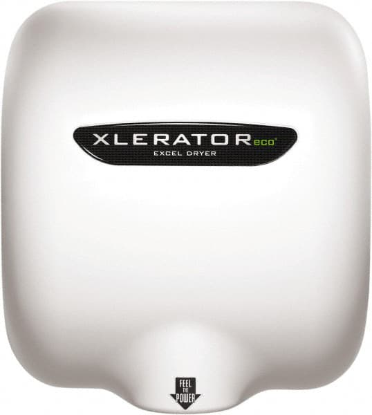 Excel Dryer - 530 Watt White Finish Electric Hand Dryer - 110/120 Volts, 4.5 Amps, 11-3/4" Wide x 12-11/16" High x 6-11/16" Deep - Caliber Tooling