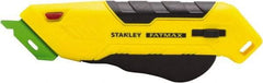 Stanley - Retractable Box Cutter - 2.175" Steel Blade, Yellow & Black Bi-Material Handle, 4 Blades Included - Caliber Tooling