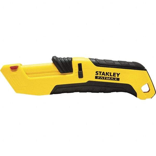 Stanley - Retractable Safety Utility Knife - 2.175" Steel Blade, Yellow & Black Ergonomic Non-slip Grips Handle, 4 Blades Included - Caliber Tooling