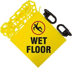 PRO-SAFE - 12' Long x 2" Wide Plastic Wet Floor Sign Kit - Yellow - Caliber Tooling