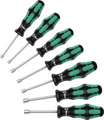 Wera - 7 Piece, 5 to 13mm Nut Driver Set - Hollow Shaft, Ergonomic Handle - Caliber Tooling